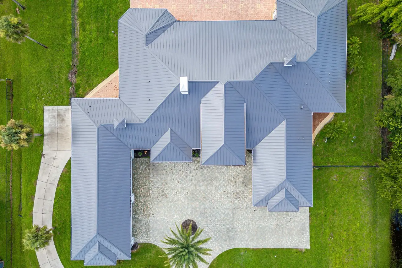 The new metal roof from above